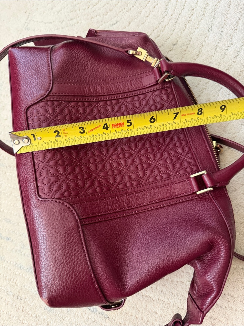 TORY BURCH, Wine Maroon Satchel Purse - Picture 6 of 11